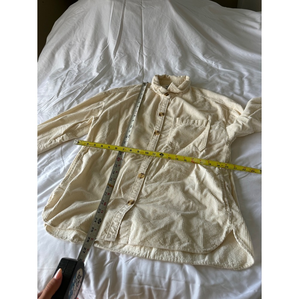 Hollister Womens Cream Corduroy Button Down Shirt Oversized Long Sleeve Small - Picture 4 of 10